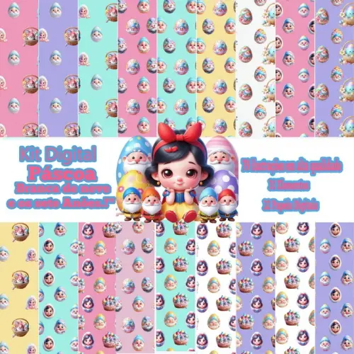 Kit Digital   Páscoa  Branca de Neve e os Sete Anões. Envio Imediato.