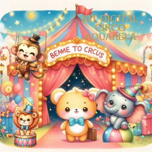 Kit Digital Circo Aquarela Envio Imediato.