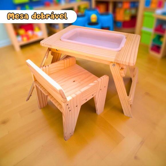 Kit 1 Mesa Sensorial Compacta Dobrável P + 1 Cadeirinha P