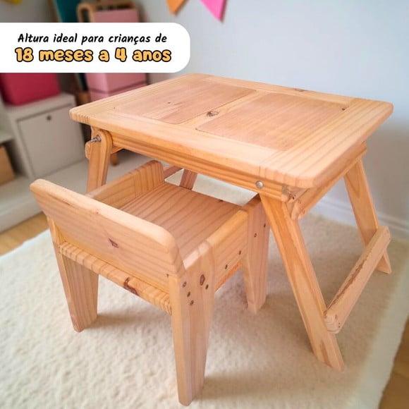 Kit 1 Mesa Sensorial Dupla Dobrável P + 1 Cadeirinha P