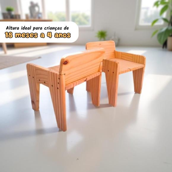 Kit 2 Cadeiras Infantis Montessori Madeira - Tamanho P