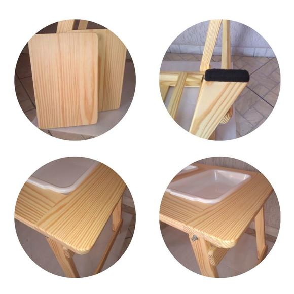 Mesa Infantil Sensorial Dobrável Tamanho G 2 Bandejas + Tampos
