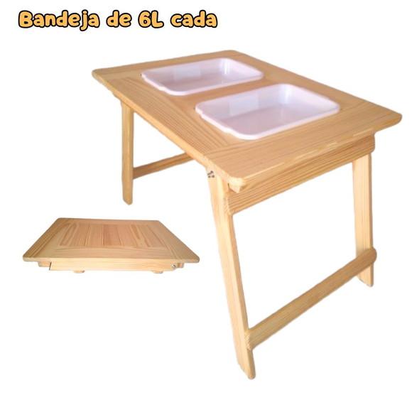 Mesa Infantil Sensorial Dobrável Tamanho G 2 Bandejas + Tampos