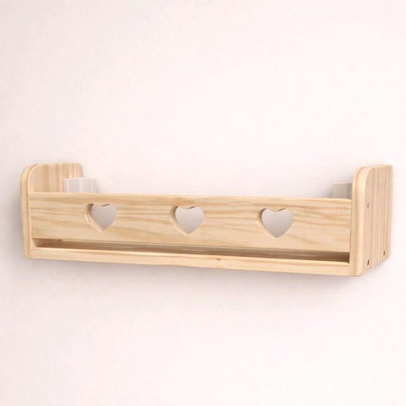 Prateleira Infantil Coração 50cm Madeira Maciça Pinus