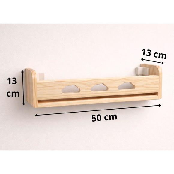 Prateleira Infantil Nuvem Madeira Maciça Pinus 50cm