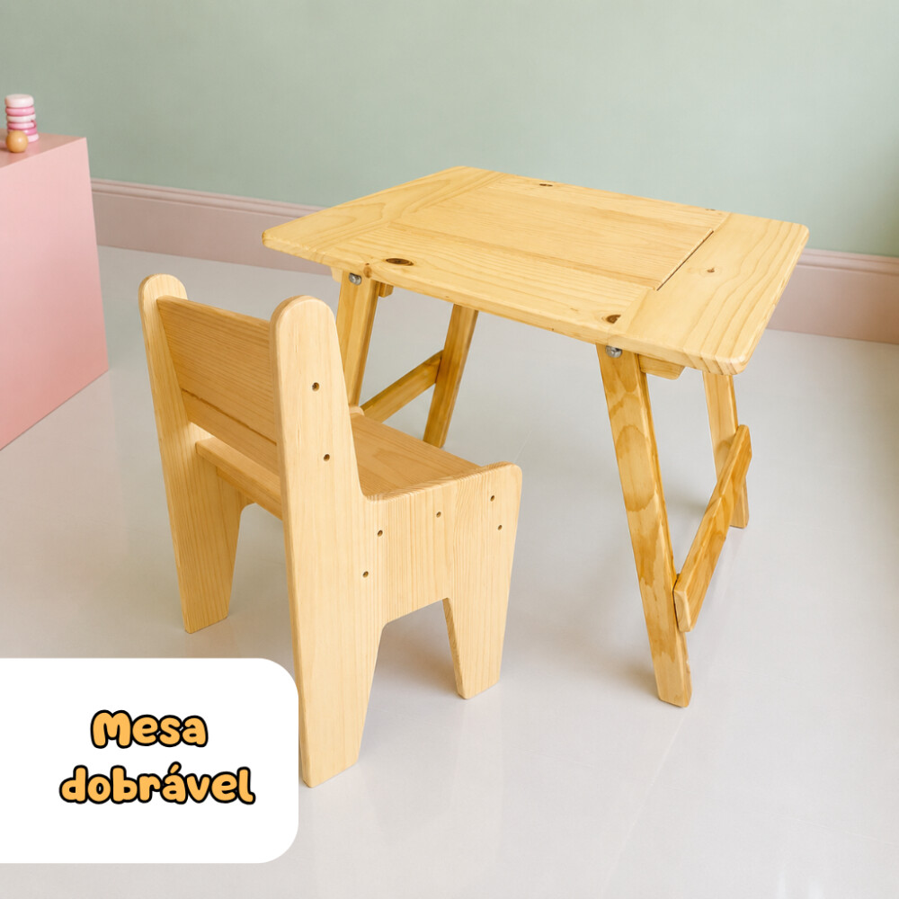Kit Mesa Sensorial Compacta Dobrável M + 1 Cadeirinha M