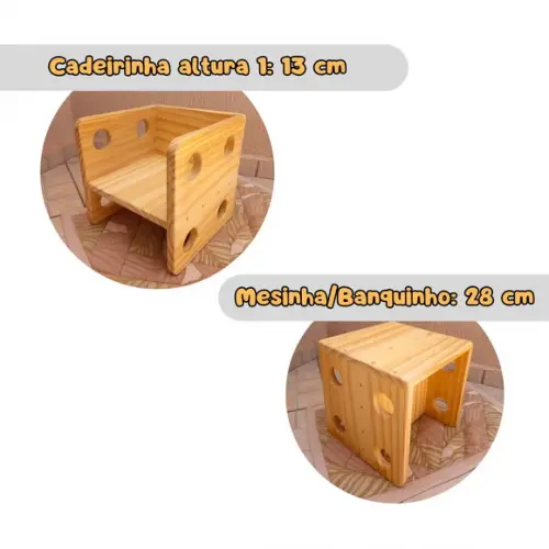 Cadeira Cubo 3 em 1 Montessori - 28 cm