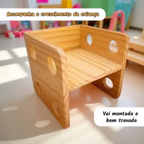Cadeira Cubo 3 em 1 Montessori - 28 cm