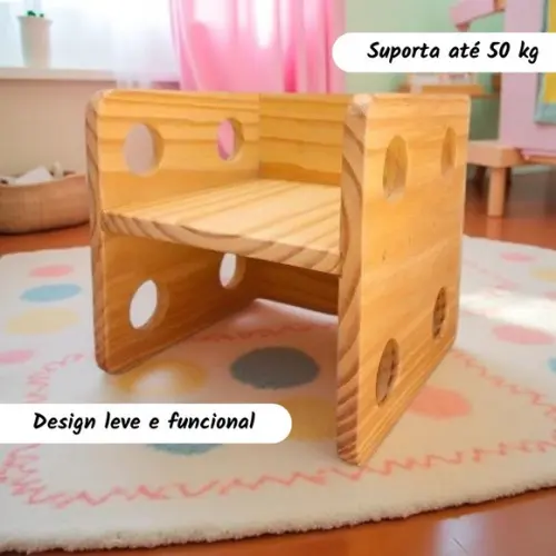 Cadeira Cubo 3 em 1 Montessori - 28 cm