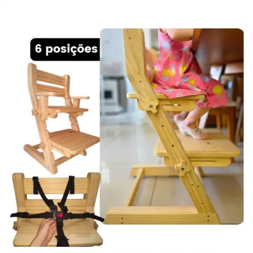 Cadeira Infantil Evolutiva - 6 Posições (com Braços e Cinto)