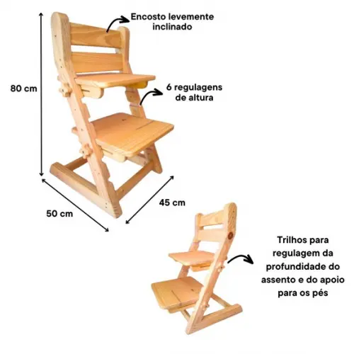 Cadeira Infantil com Regulagem de Altura Evolutiva com Braços