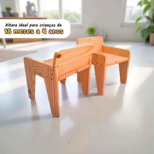 Kit 2 Cadeiras Infantis Montessori Madeira - Tamanho P