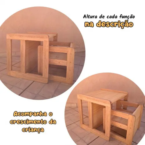 Kit 2 Cadeiras Infantis Cubo Reforçadas 3 em 1 - 30 e 40 cm