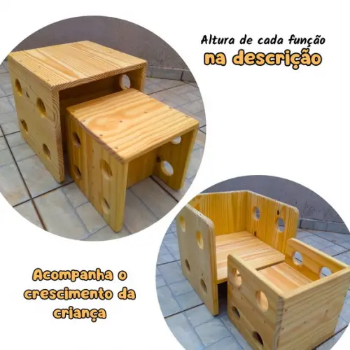 Kit Conjunto 2 Cadeirinhas Cubo 3 em 1 - 28 e 38 cm