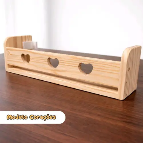 Prateleira Infantil Coração 50cm Madeira Maciça Pinus