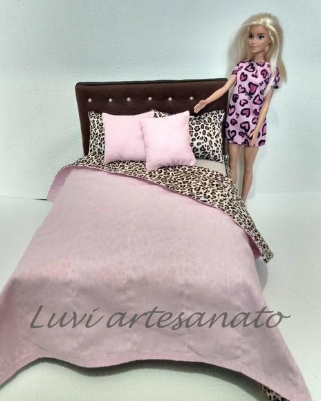 Cama Baú de casal oncinha para boneca Barbie