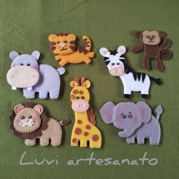 Kit Bichinho Safari em Feltro (apliques)