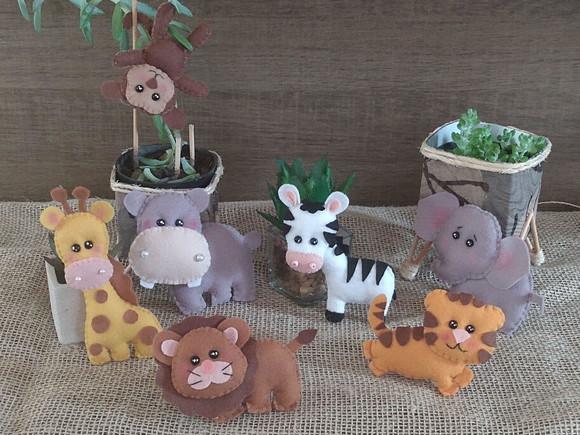 Kit de bichinhos safari em feltro / 7 peças