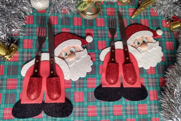 Porta talheres Papai Noel