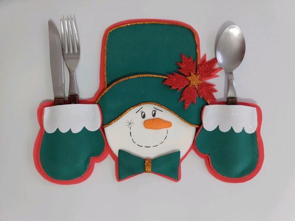 Porta talheres Boneco de Neve