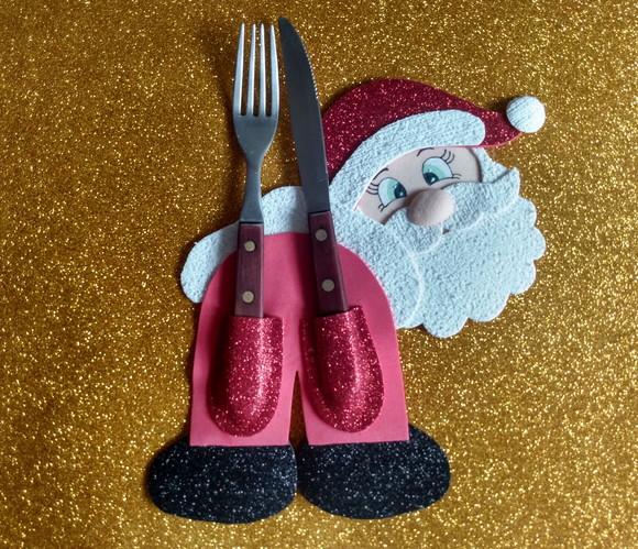 Porta talheres Papai Noel