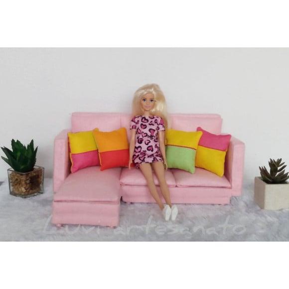 Sofa Chaise Cor de Rosa para Boneca Barbie