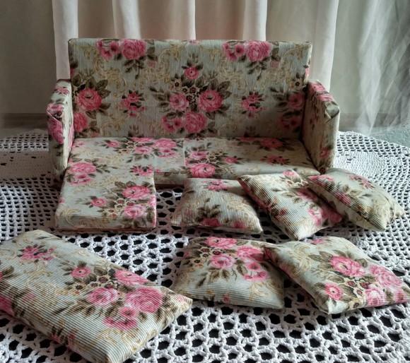 Sofa Chaise Florido para Boneca Barbie