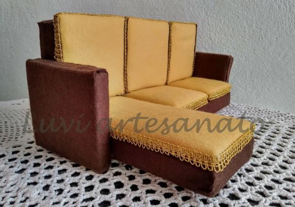Sofá com Chaise para Boneca Barbie