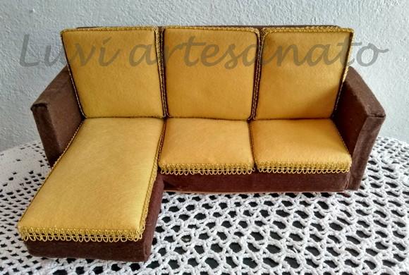 Sofá com Chaise para Boneca Barbie