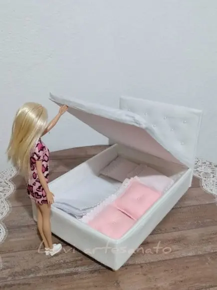 Cama Baú de Casal para Boneca Barbie