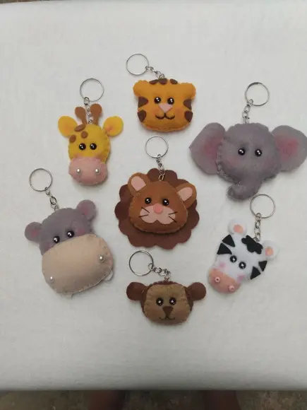 Chaveiro de bichinhos safari em feltro
