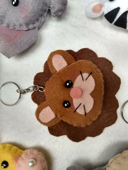 Chaveiro de bichinhos safari em feltro