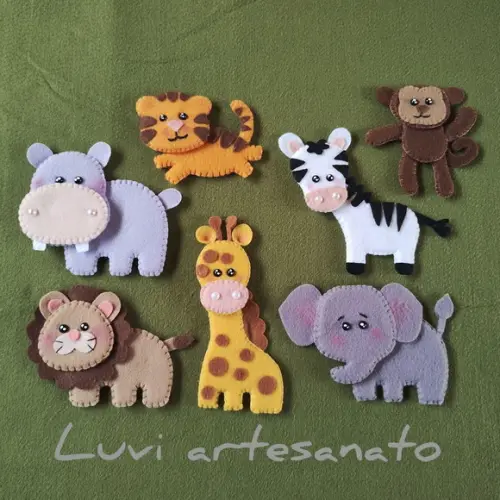 Kit Bichinho Safari em Feltro (apliques)