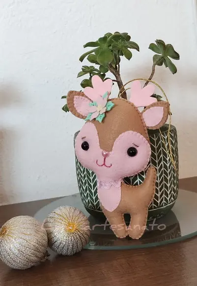 Pingente Natalino em Feltro (rena)