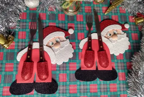 Porta talheres Papai Noel