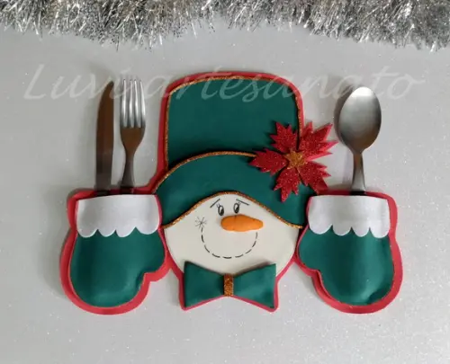Porta talheres Boneco de Neve