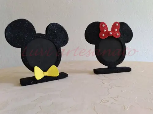 Porta retrato Mickey ou Minnie em eva