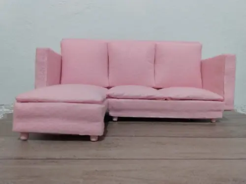 Sofa Chaise Cor de Rosa para Boneca Barbie