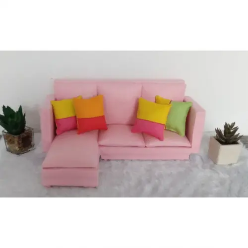 Sofa Chaise Cor de Rosa para Boneca Barbie
