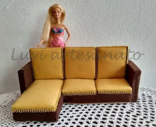 Sofá com Chaise para Boneca Barbie