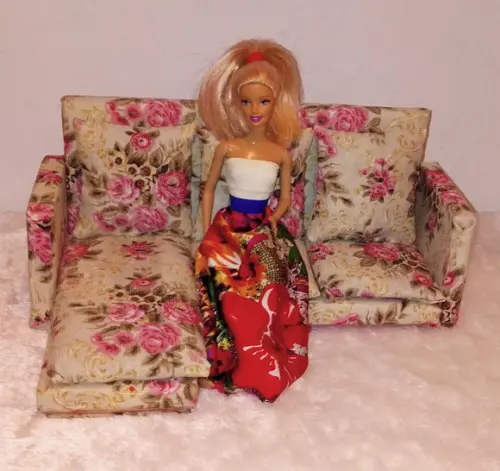 Sofa Chaise Florido para Boneca Barbie
