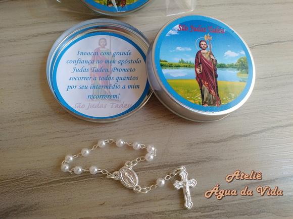 Latinha com Mini Terço São Judas Tadeu