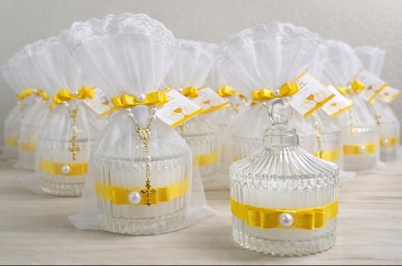 Lembrancinha de Batizado Bomboniere com Vela Aromática
