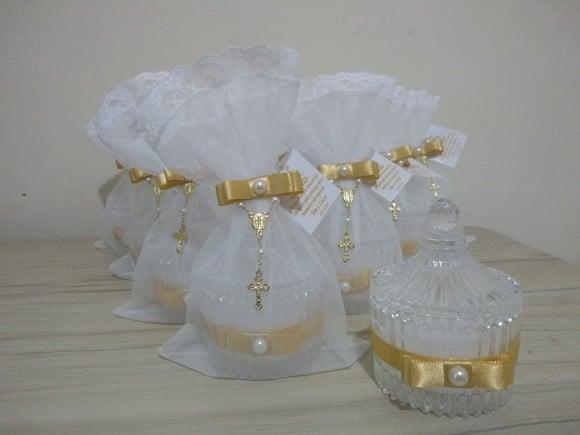 Lembrancinha de Batizado Bomboniere com Vela Aromática