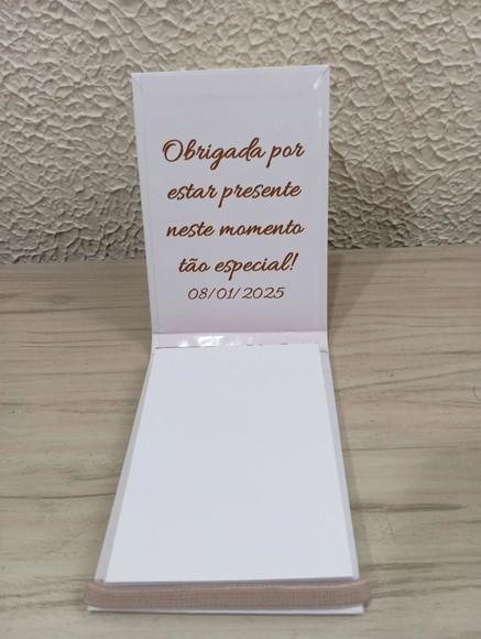 Lembrancinha de Chá Revelação Bloquinho A6 Capa Dura
