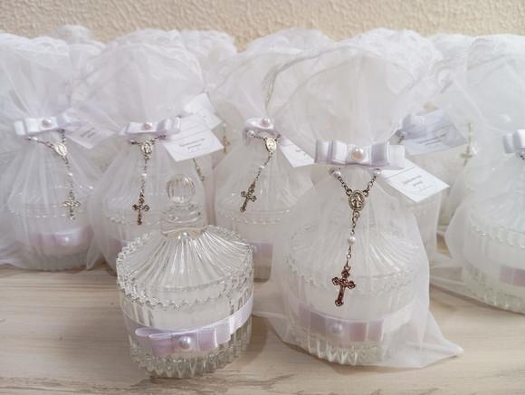 Lembrancinha Eucaristia Vela Aromática Vidro Personalizada