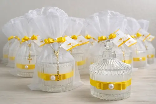 Lembrancinha Eucaristia Vela Aromática Vidro Personalizada
