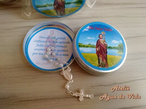 Latinha com Mini Terço São Judas Tadeu