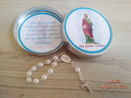 Latinha com Mini Terço São Judas Tadeu