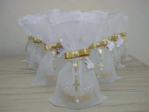 Lembrancinha Eucaristia Vela Aromática Vidro Personalizada